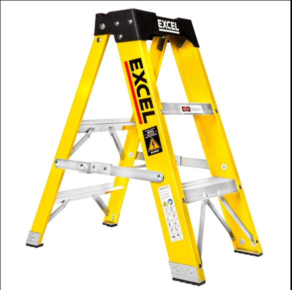 Excel Electricians Fibreglass Step Ladder 3 Tread 0.72m Heavy Duty