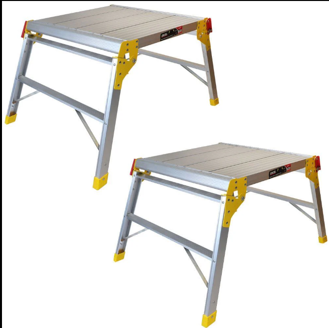 Excel 600 x 600mm Heavy Duty Multi Purpose Aluminium Platform Work Bench Folding Hop Up Pack of 2